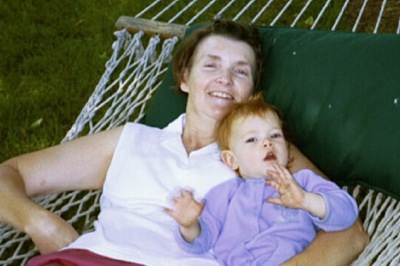 Grandma and grandson in hammock