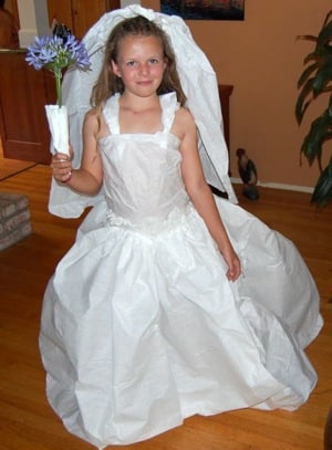 Post image for Grandma Makes Kids Paper Gown Costume From Recycled Tablecloth